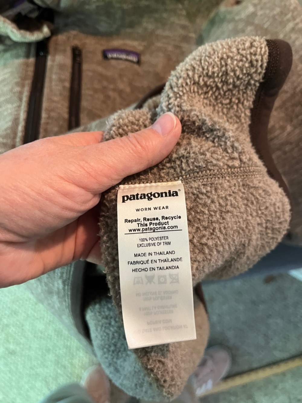 Patagonia Heathered brown/white mens size L Quarter-Zip Fleece Pullover - Picture 6 of 11